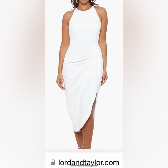 Betsy & Adam Midi Halter Scuba Crepe Sarong dress - Picture 2 of 4